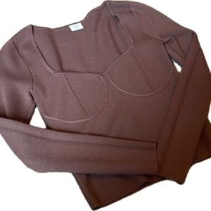 Albercrombie & Fitch Brown Bustier Cup, Long Sleeve Knit Crop Top size SM (G)